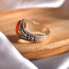 Thumbnail 3: 波斯玛瑙银戒指，男款，优雅红色