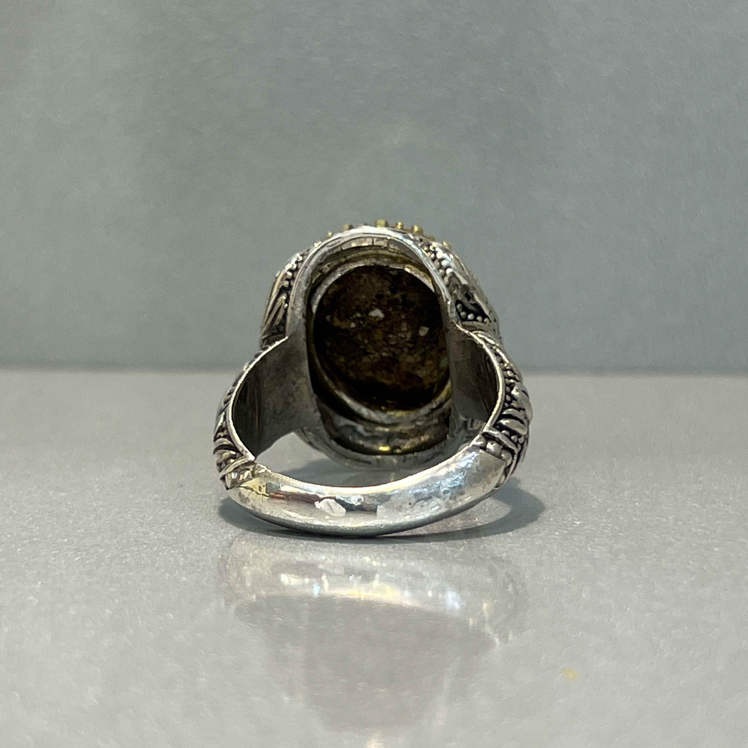 手工制作波斯内什布尔绿松石银戒指,型号92-2