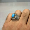 Thumbnail 8: 波斯内什布尔绿松石银戒指，男款，镜面工艺设计