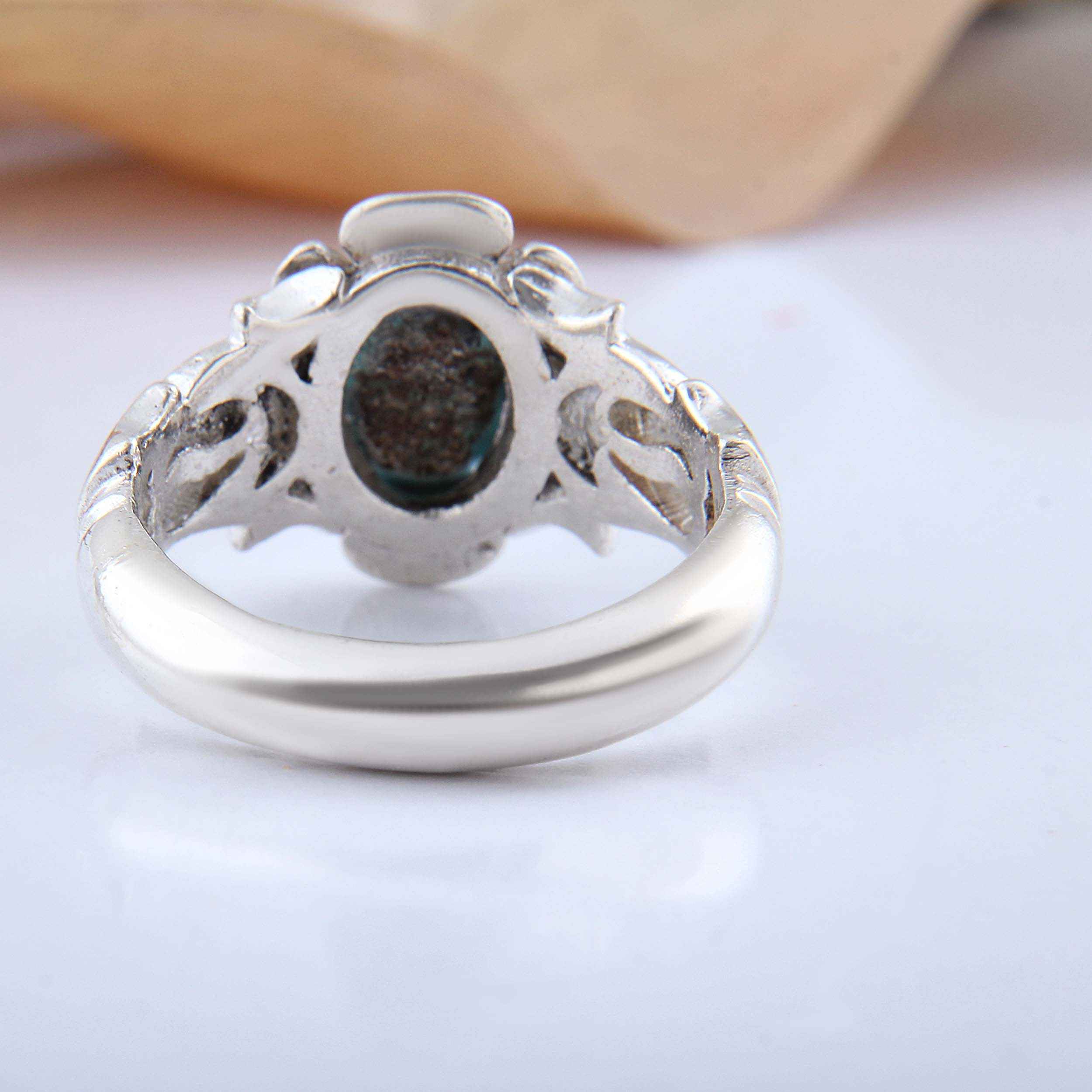 波斯尼沙布尔绿松石纯银手工男士戒指