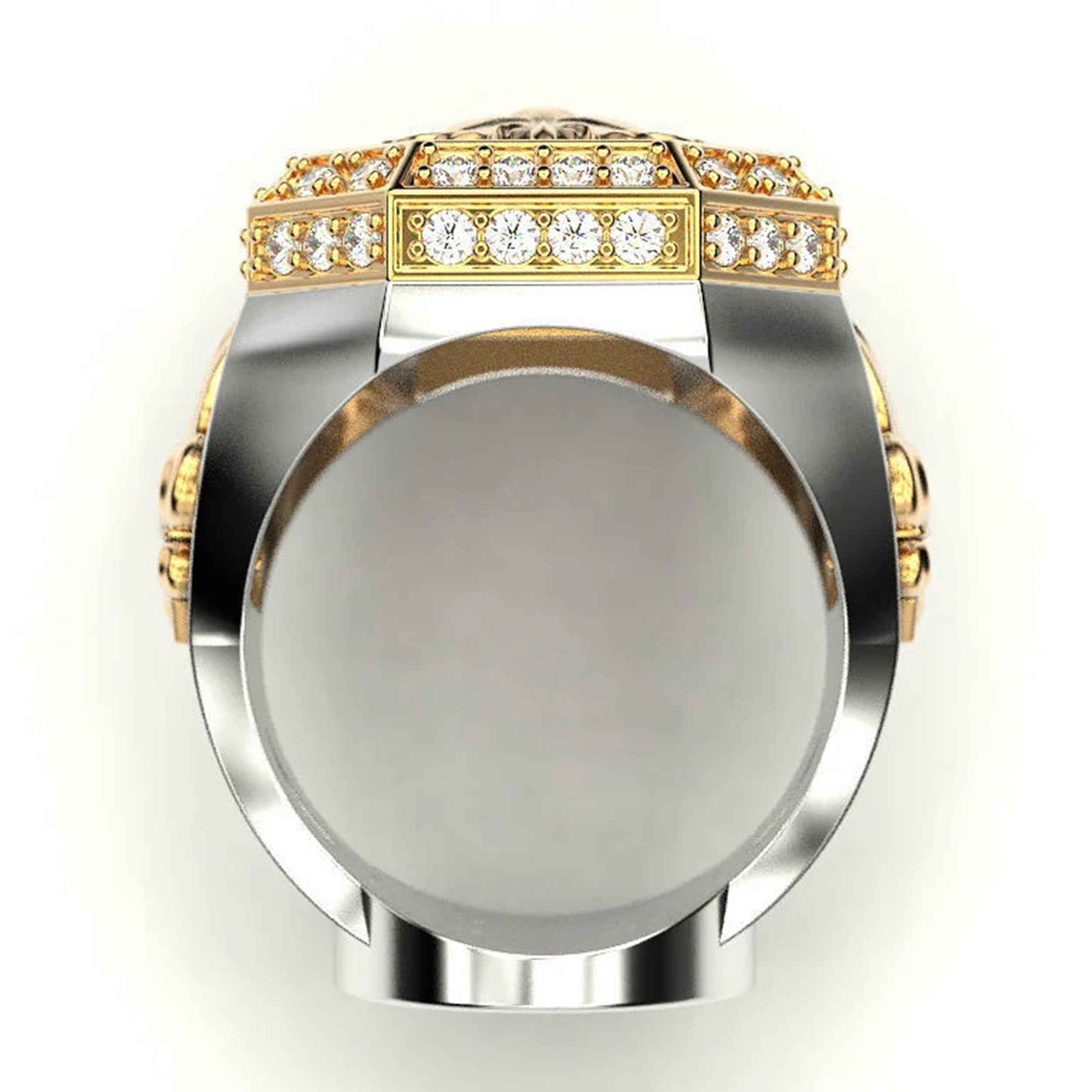 男款纯银狮子面雕刻印章戒指