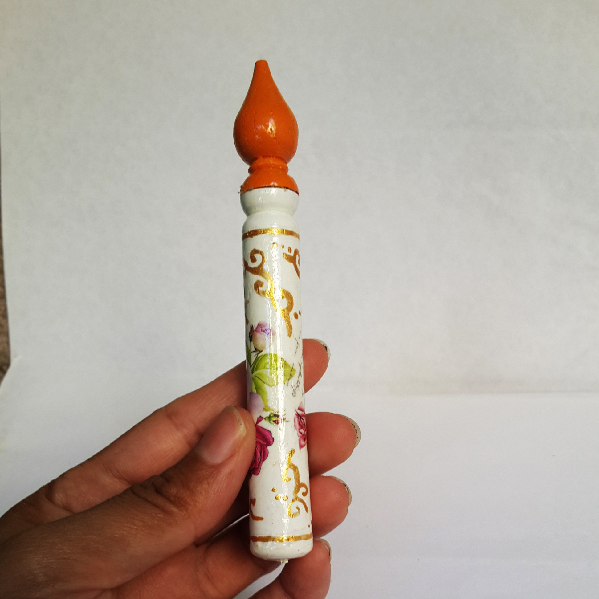 木制波斯 Surma Dani 容器,花卉款,用于存放眼影粉(x2)