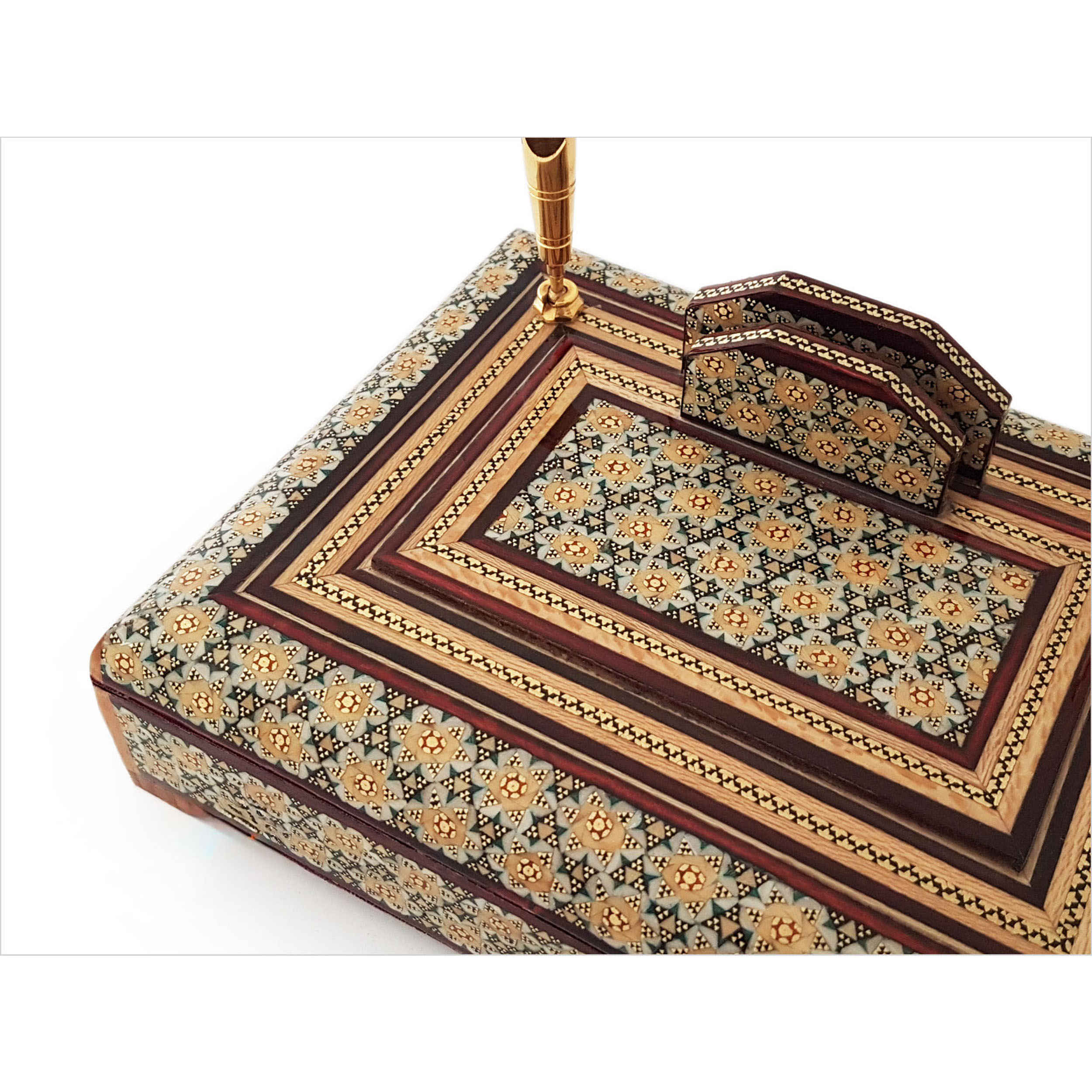 永恒风格 – 手工波斯桌面笔筒,Khatam 镶嵌