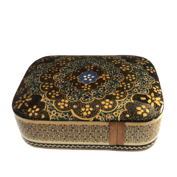 波斯木质扑克牌盒 – 传统哈塔姆珐琅工艺