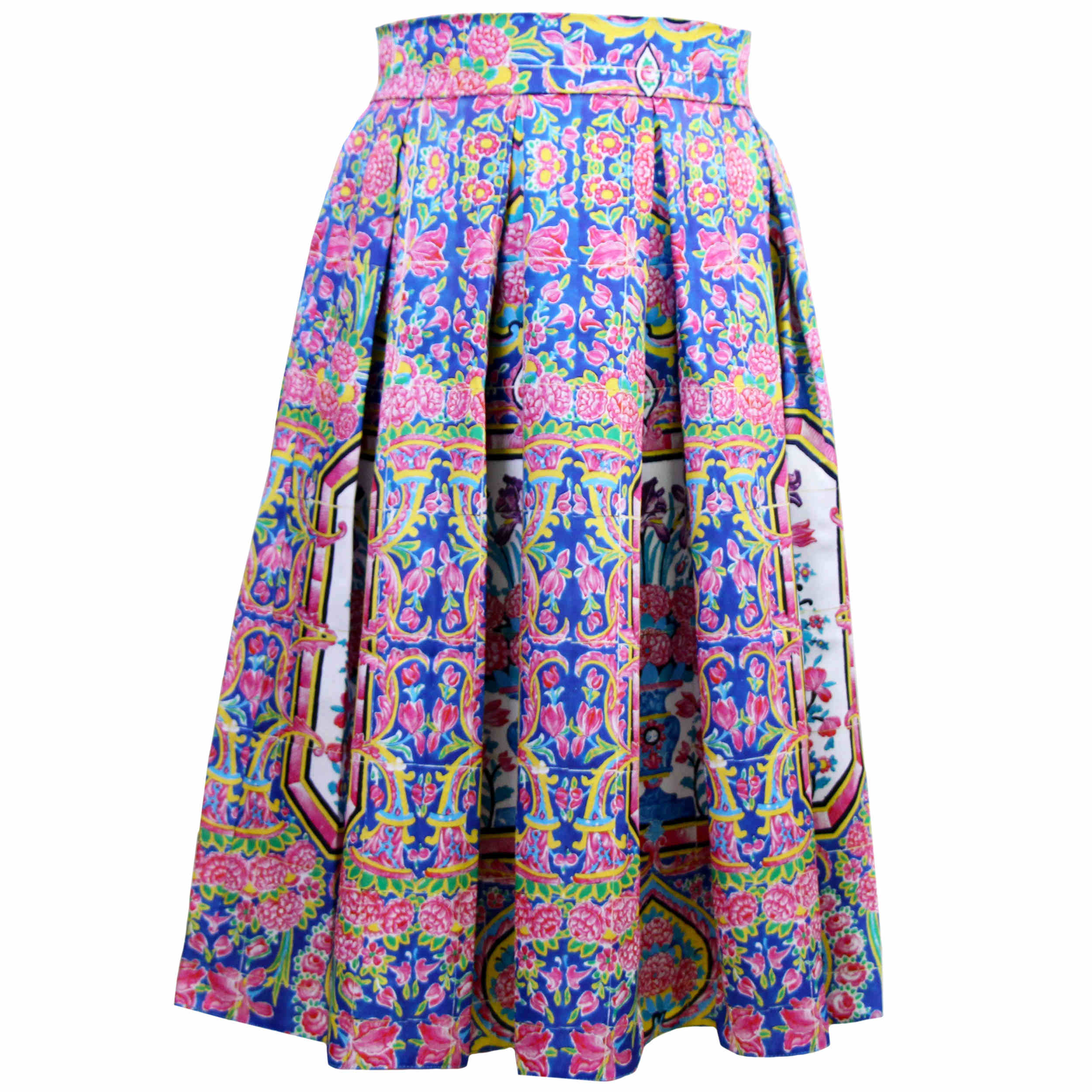 Main image of 女士粉色波斯百褶裙——瓷砖图案