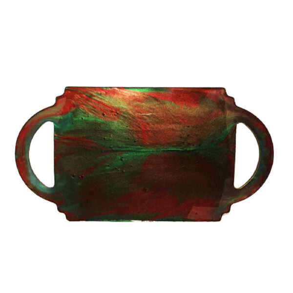 树脂手绘托盘 – 抽象设计，带手柄