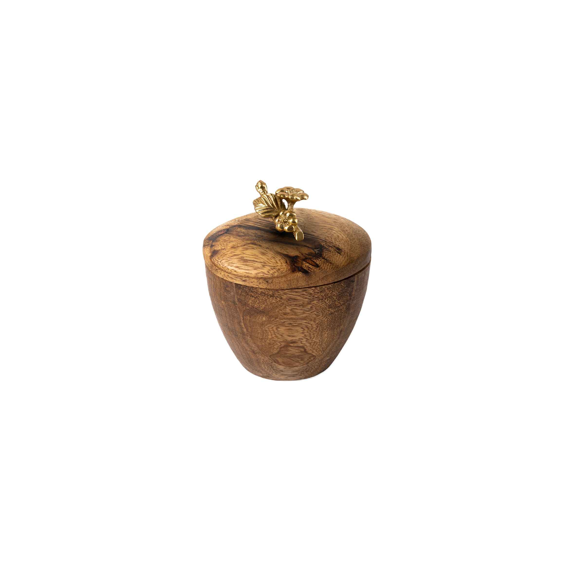 Main image of 手工木制带盖糖碗 – 乡村风格，花卉设计