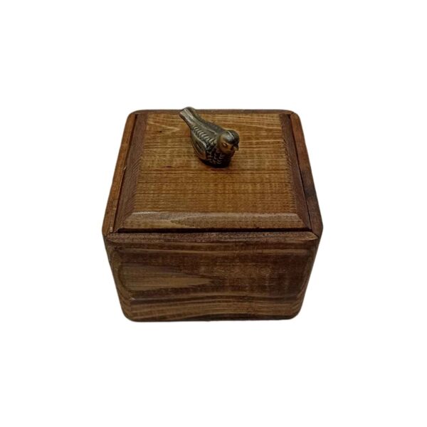 手工木制带盖糖碗 – 乡村风格，鸟形设计