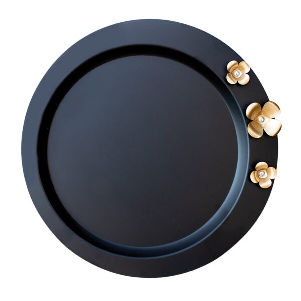 金色花卉设计钢制托盘 – 餐饮用