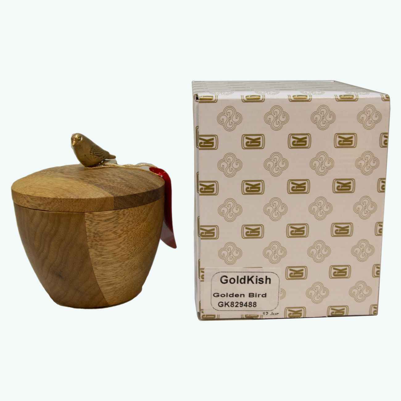 手工木制带盖糖碗 – 乡村风格鸟形设计