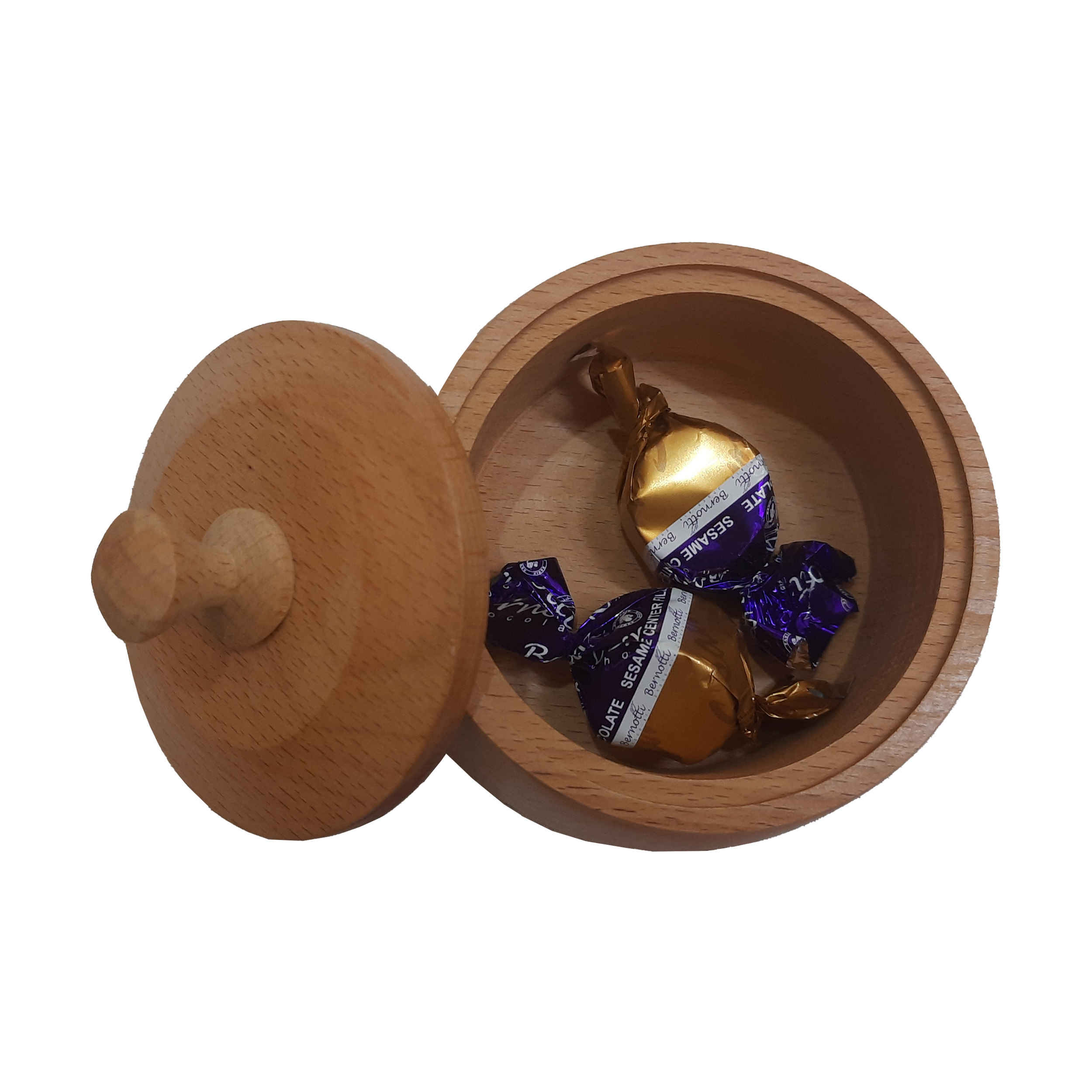 手工木制带盖糖碗 – 乡村风格