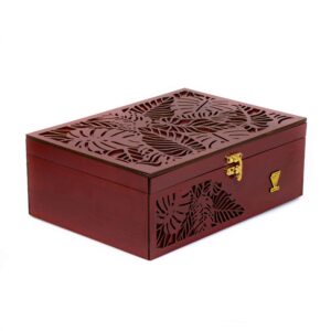 自然灵感茶叶盒 – 雕刻叶子设计