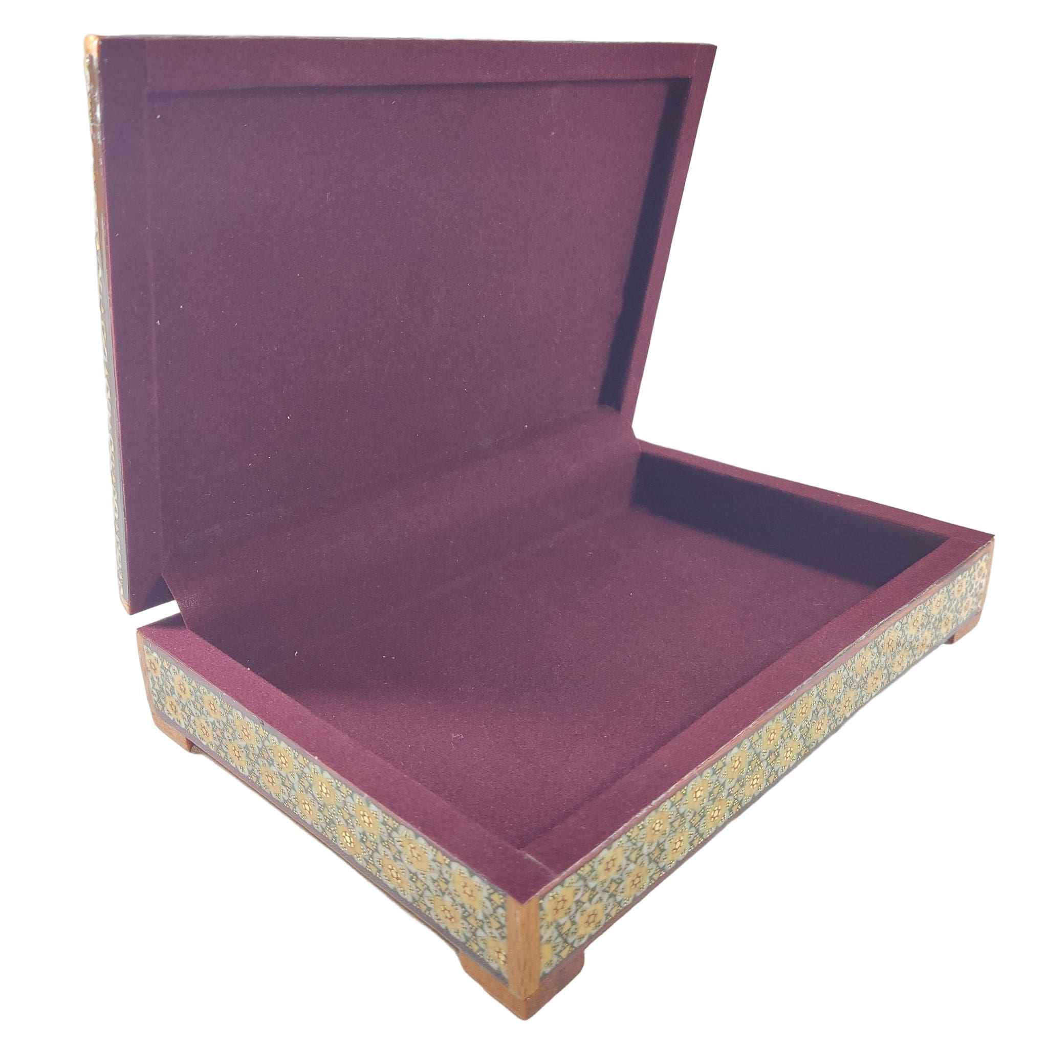 花卉奇幻 – 木质桌面收纳器，Khatamkari 艺术