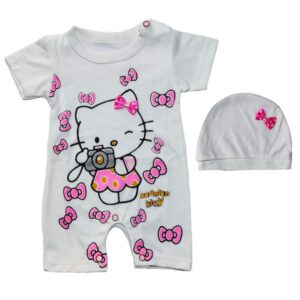婴儿短袖连体衣与帽子套装 – Hello Kitty 款