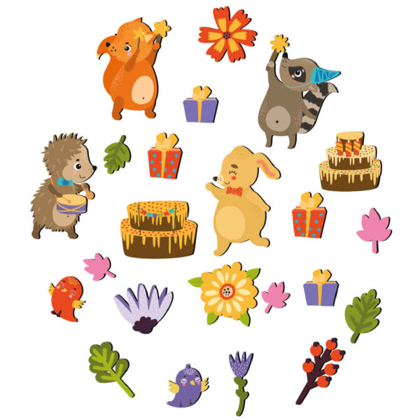 婴儿房木质墙贴 – 快乐动物设计