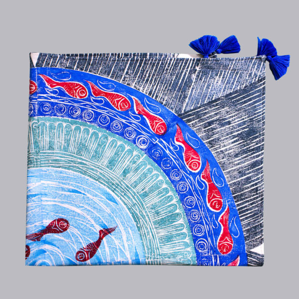 棉质桌布 – 波斯鱼池传统图案，4人座