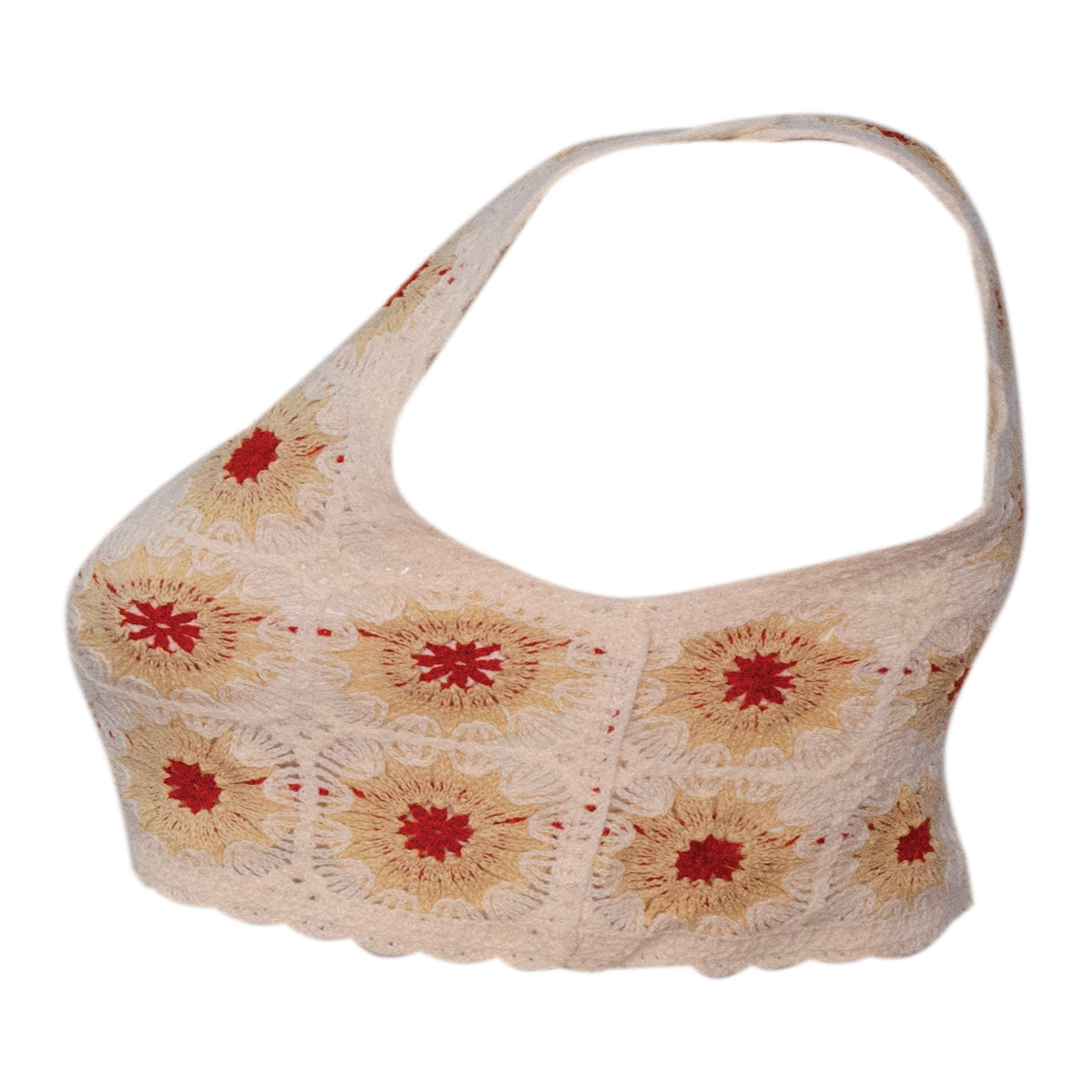 女款手工钩针短款上衣，民族风设计