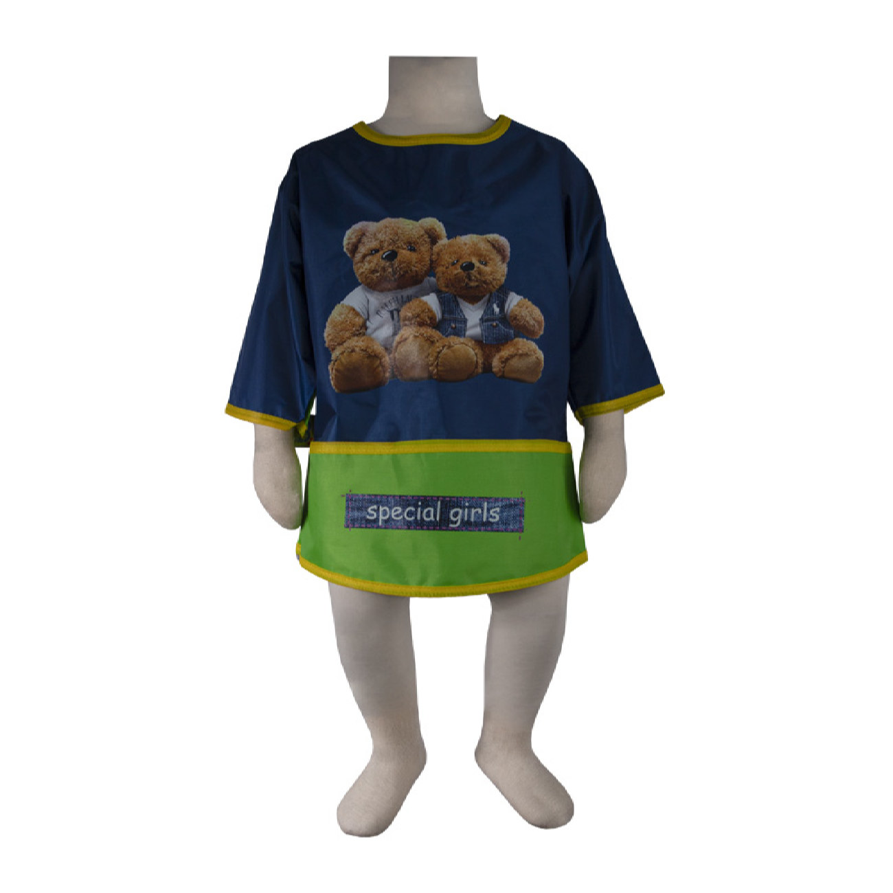 可爱婴儿围嘴 – 带袖，小熊款