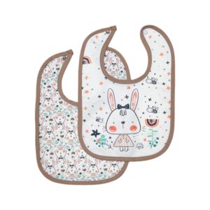 可爱婴儿围嘴 – 吃饭用，小兔图案，两件套