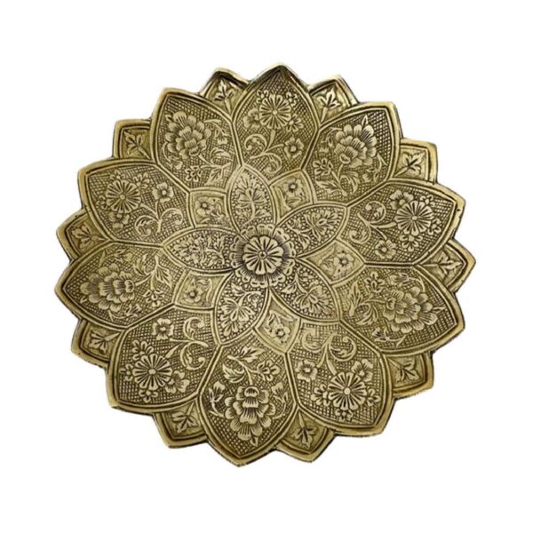 装饰黄铜盘——手工刻花花卉图案