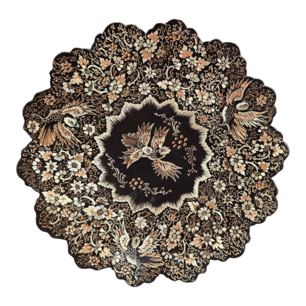 波斯装饰铜雕盘——“花与鸟”图案