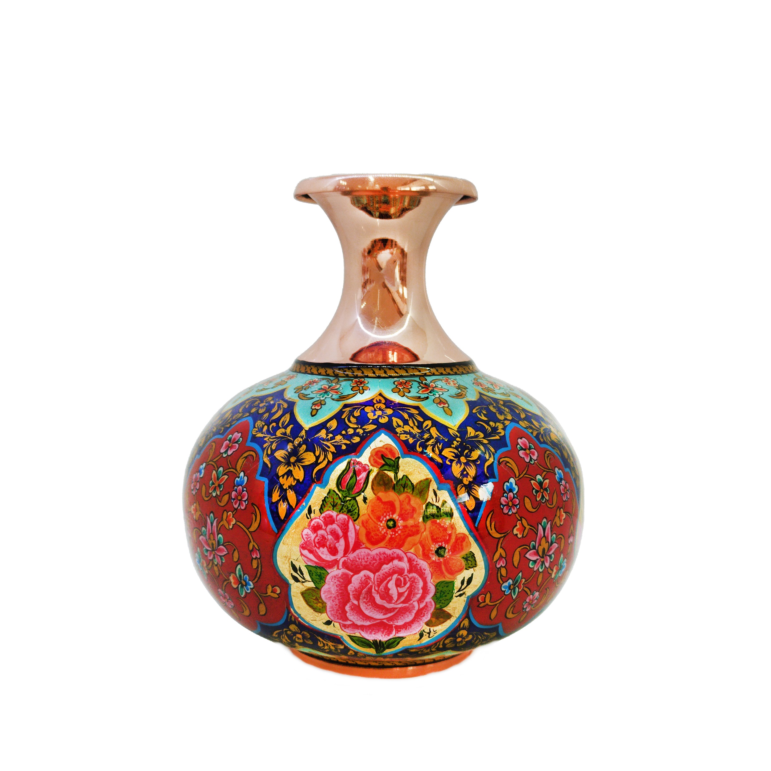 Main image of 装饰波斯铜花瓶 – 传统花卉图案