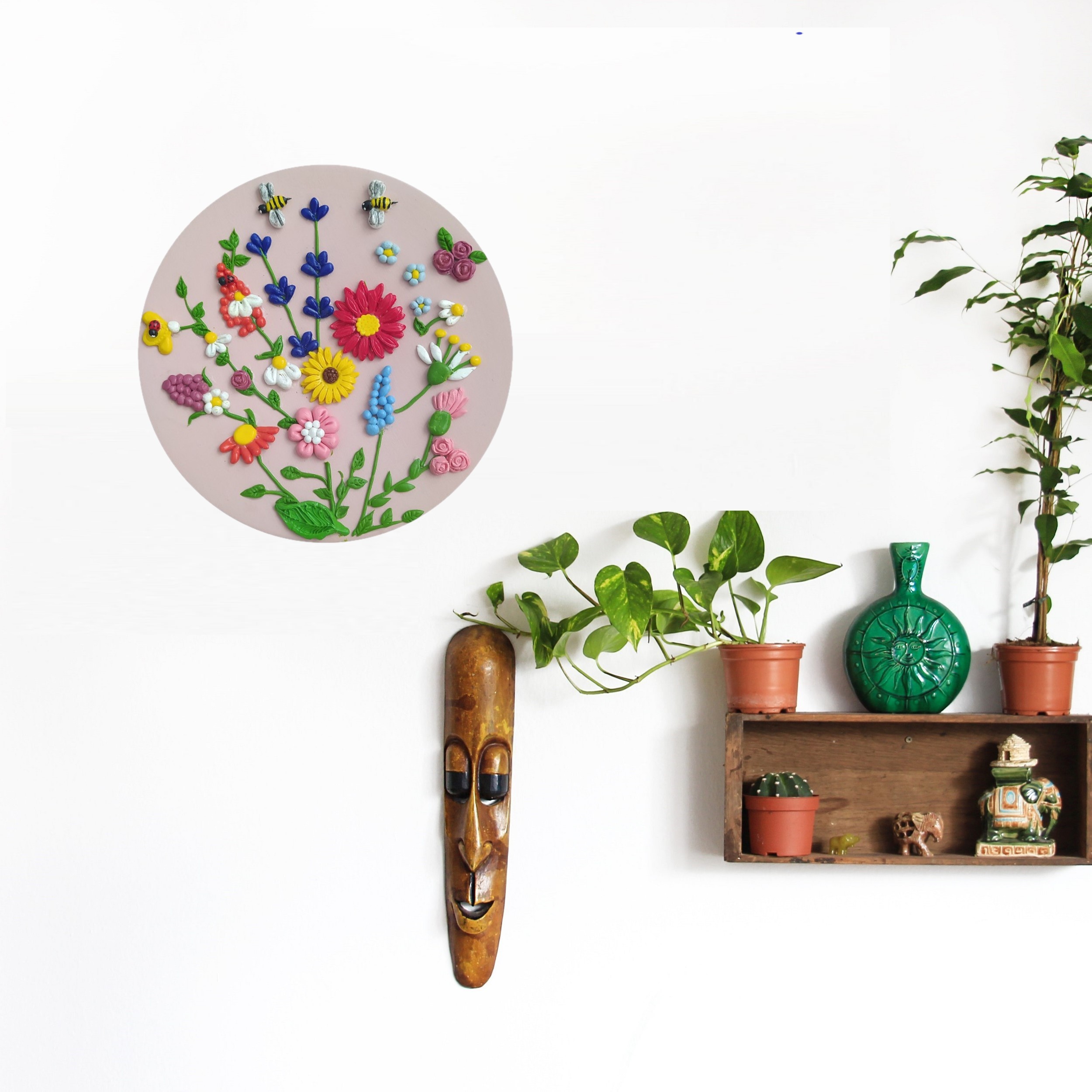 装饰陶瓷盘——艺术聚合粘土花卉装饰