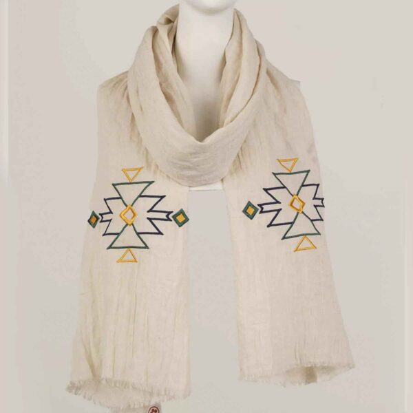 刺绣麻质披肩 – 女士单面款