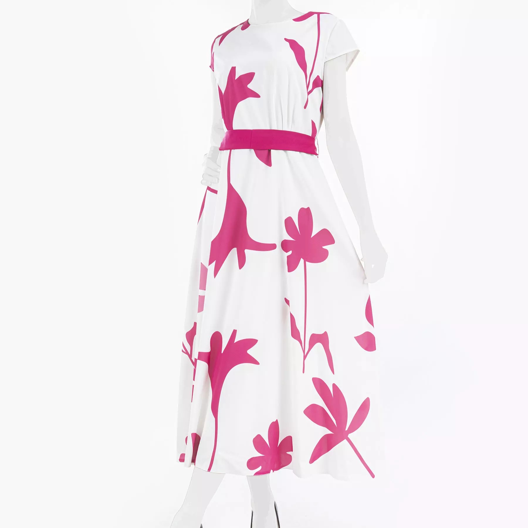 Main image of 女款修身连衣裙，配腰带，花卉图案