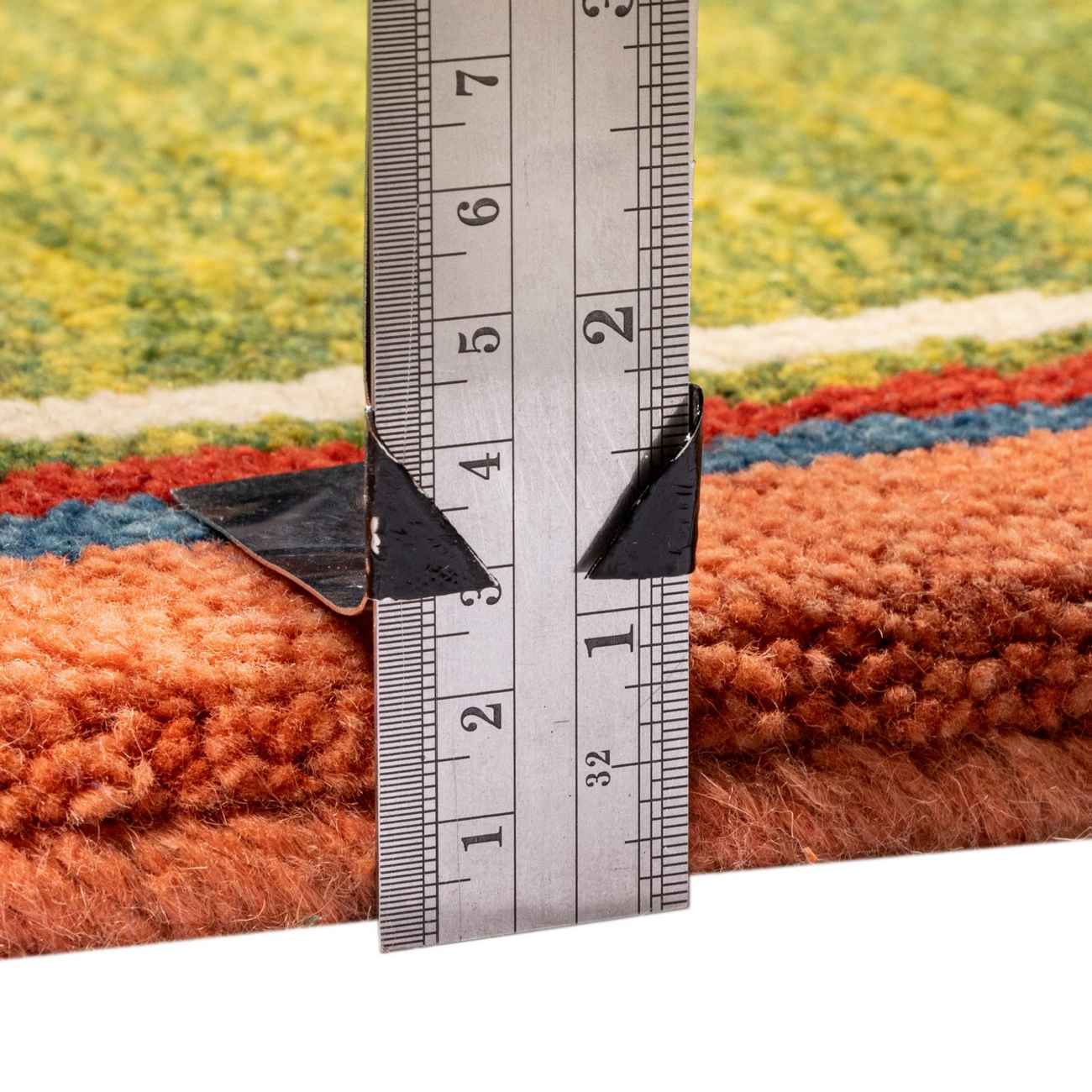 波斯加贝毯羊毛地毯 手工编织于法尔斯 几何绿色