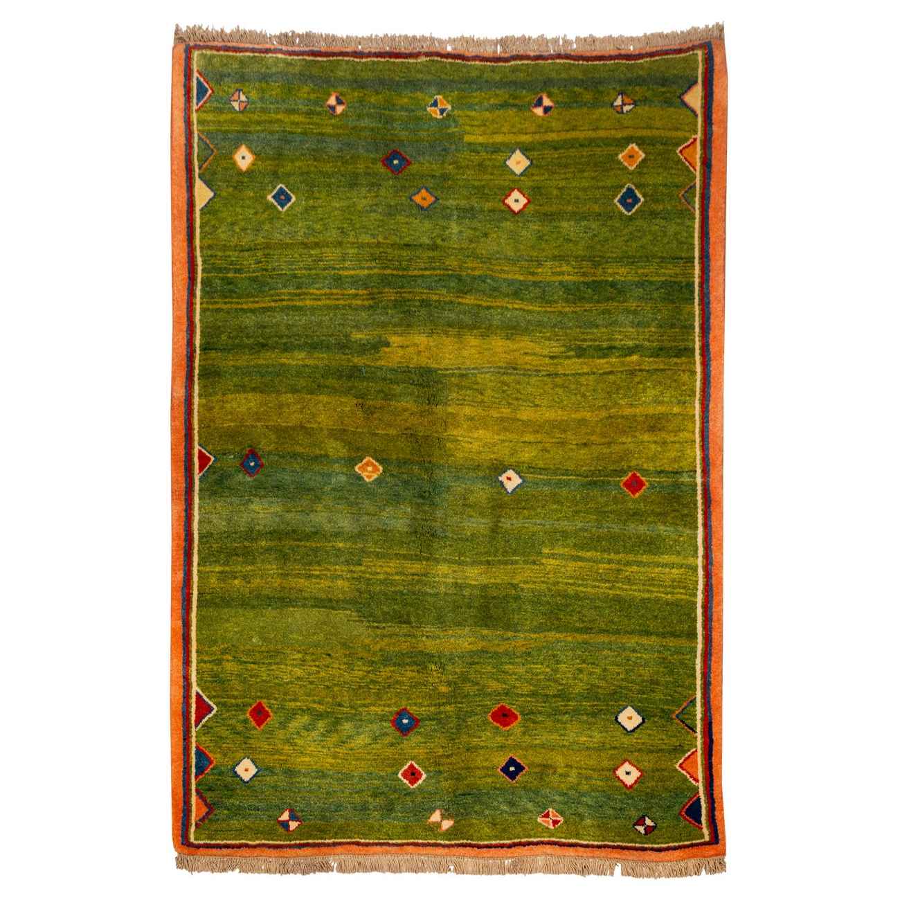 Main image of 波斯加贝毯羊毛地毯 手工编织于法尔斯 几何绿色