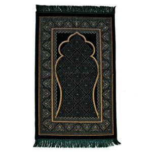 伊斯兰天鹅绒加厚祈祷毯 – Janamaz Sajadah 黑色