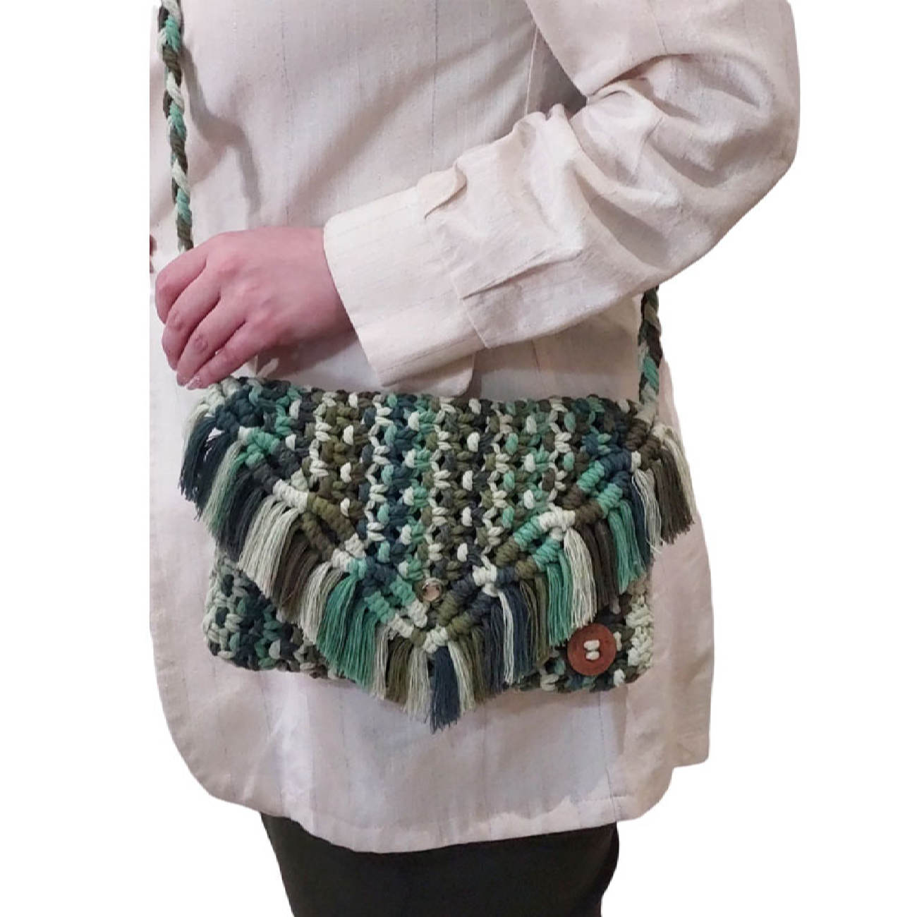 女款手工编织斜挎包 – Nature款