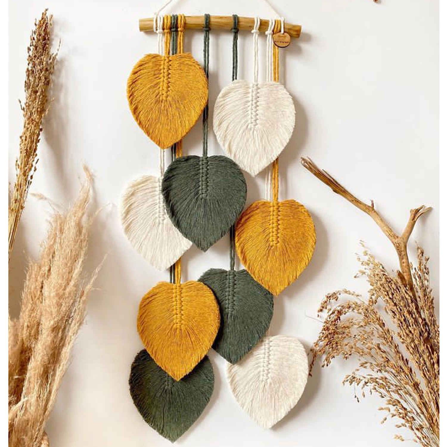 波西米亚风编绳挂饰 – 彩色树叶款