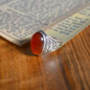 Thumbnail 3: 波斯玛瑙银戒指，男士优雅红色款，Flower设计