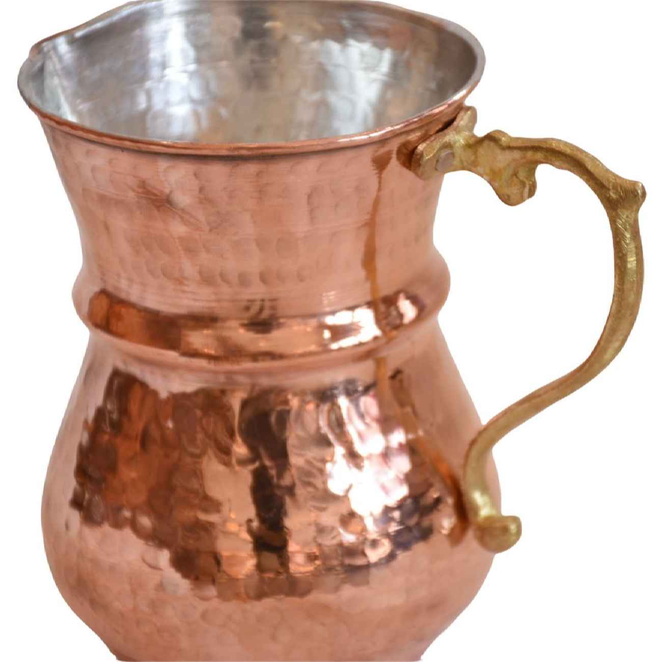 波斯铜水壶 – 黄铜手柄,锤制手工制作