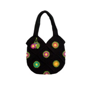 手工钩编洋甘菊图案托特包