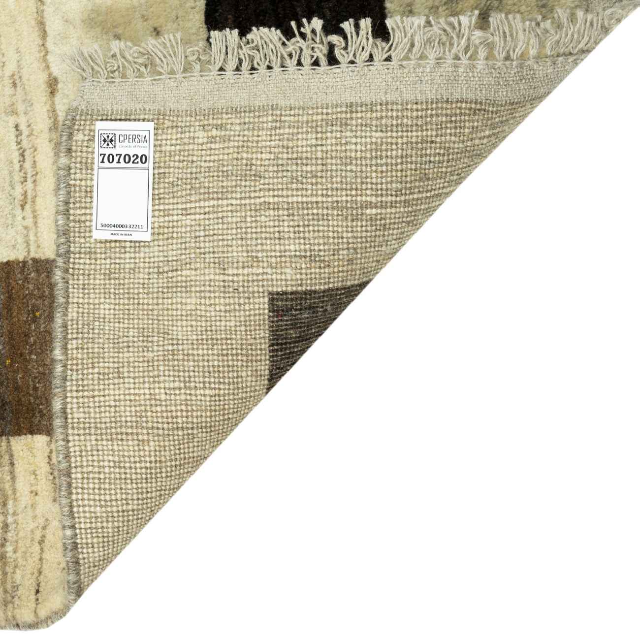 波斯加贝毯羊毛地毯 手工编织于法尔斯 带边框棕色