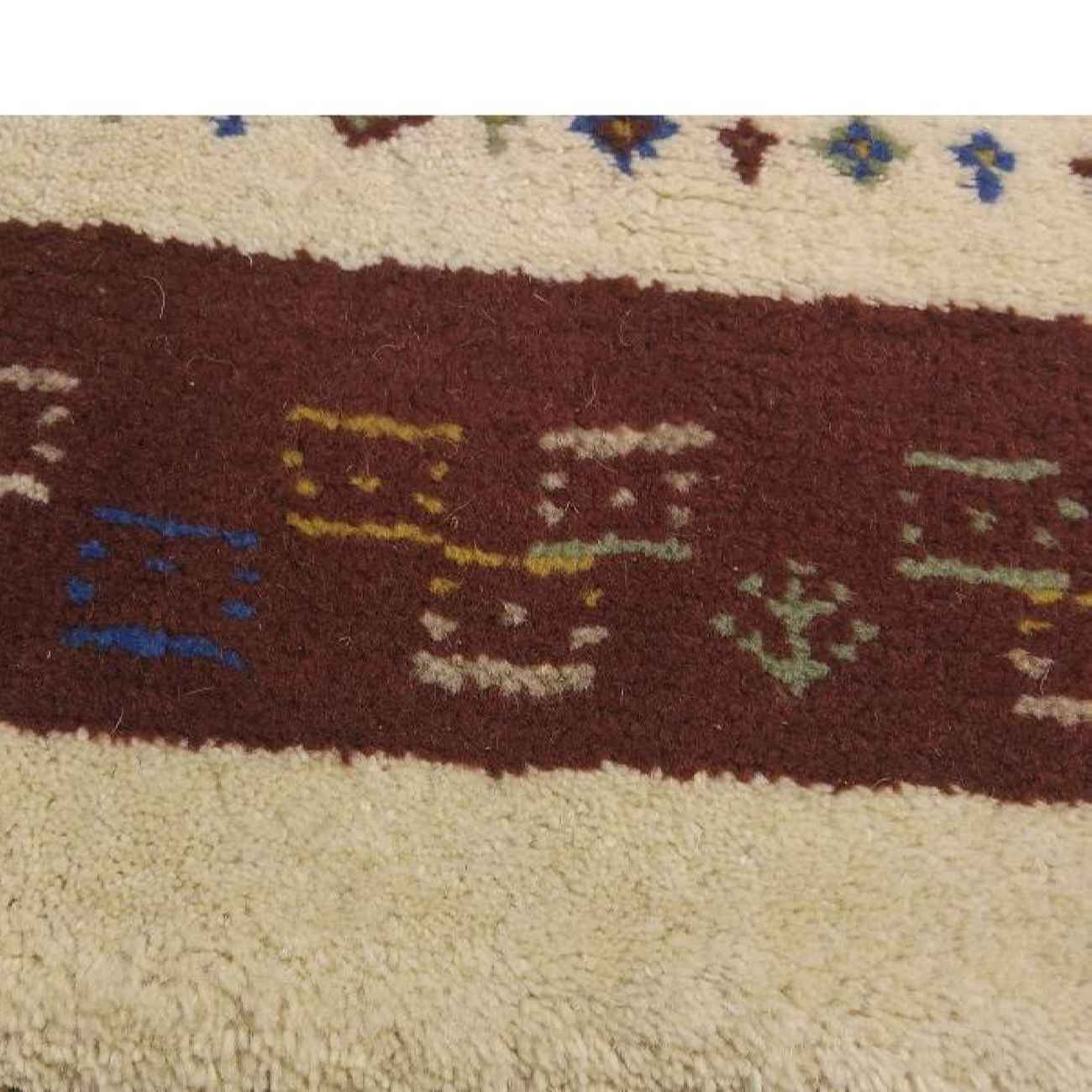 波斯加贝毯羊毛地毯 手工编织于法尔斯 带边框奶油色