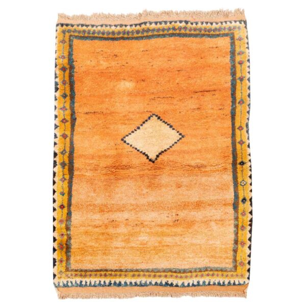 波斯加贝毯羊毛地毯 手工编织于法尔斯 几何带边框