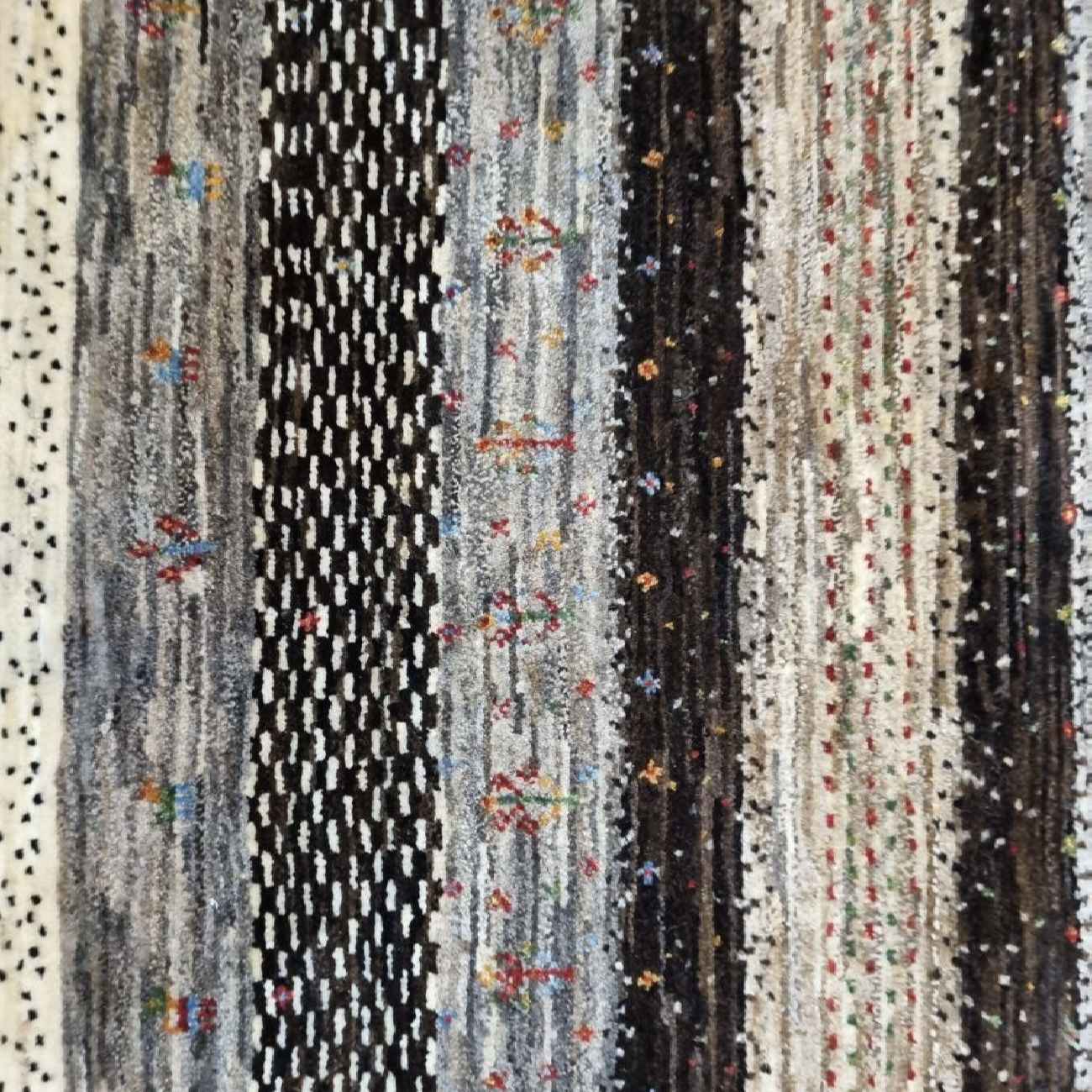 波斯加贝毯羊毛地毯 手工编织 条纹棕色