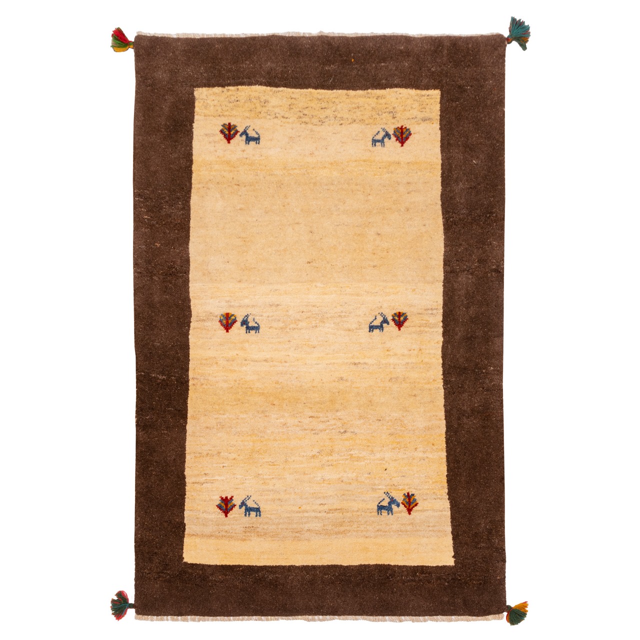 Main image of 波斯加贝毯羊毛地毯 手工编织于法尔斯 带边框动物图案