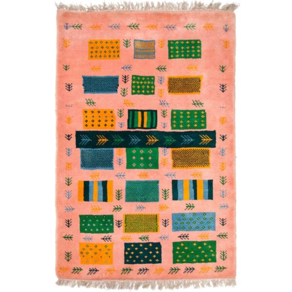 波斯卡什库利加贝毯羊毛地毯 手工编织于戈莱斯坦 粉色