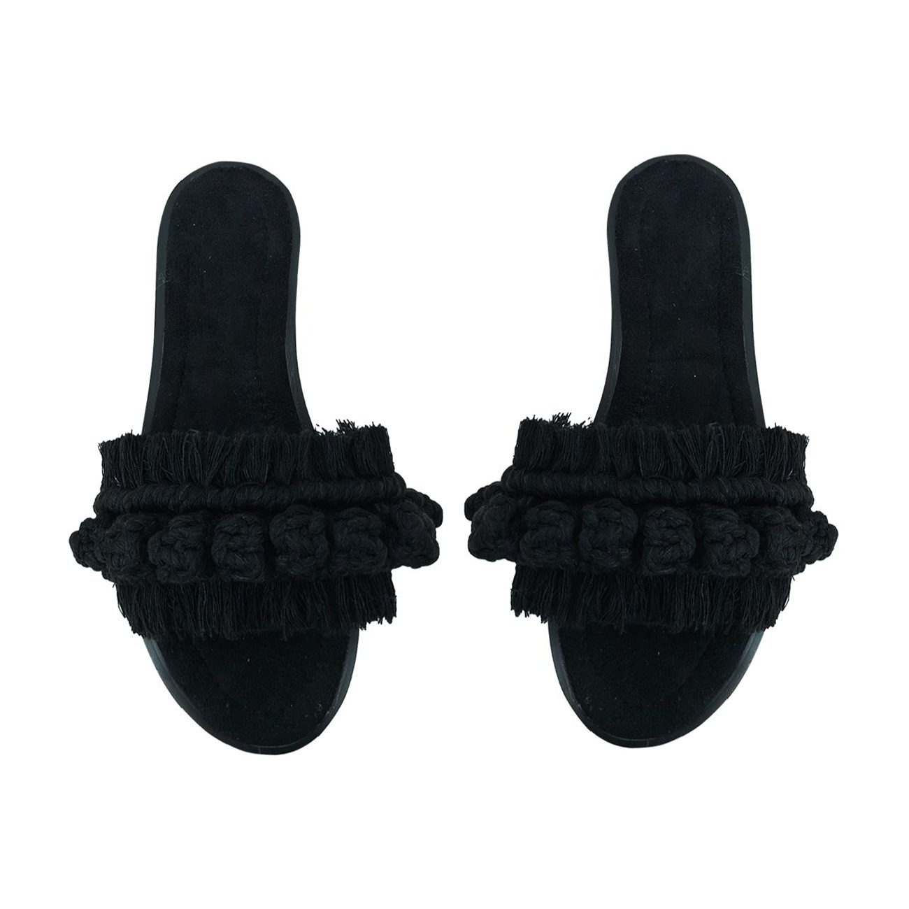 黑色波西米亚风格编织凉鞋 女款