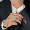 Thumbnail 8: 波斯尼沙布尔手工制作绿松石银戒指 男款 AM_4807