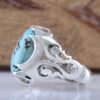 Thumbnail 7: 波斯尼沙布尔手工制作绿松石银戒指 男款 AM_4807
