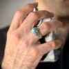 Thumbnail 7: 波斯奈沙布尔绿松石银戒指，男士款，Drop款