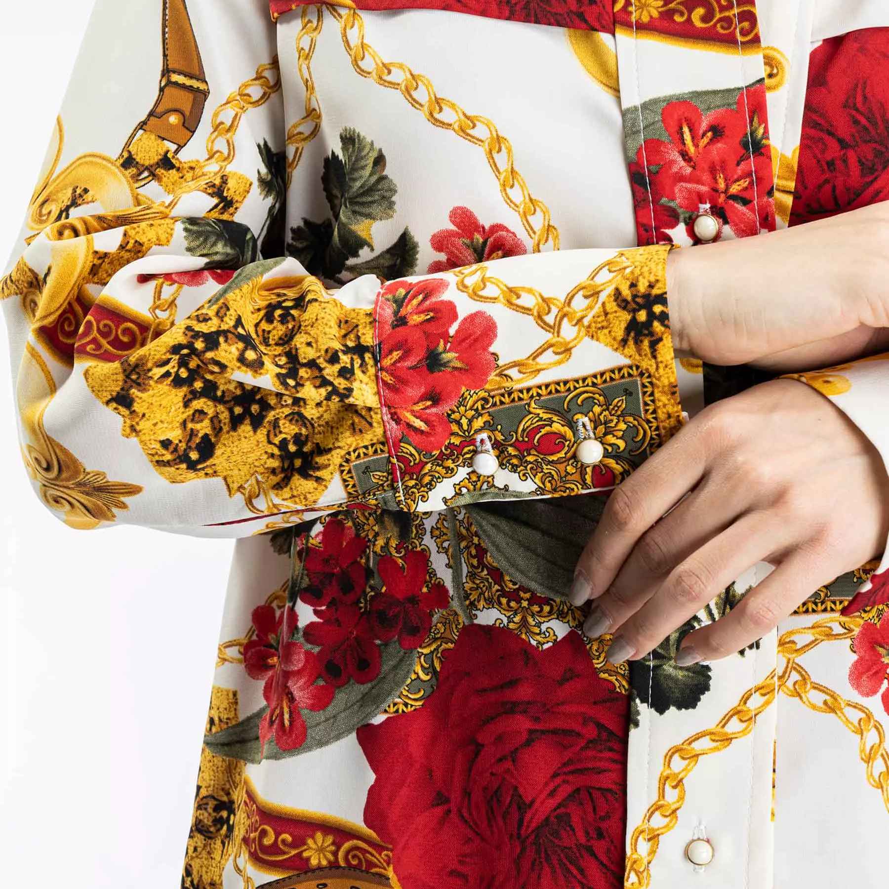 波斯风格女款长款上衣(Tunic),花卉图案