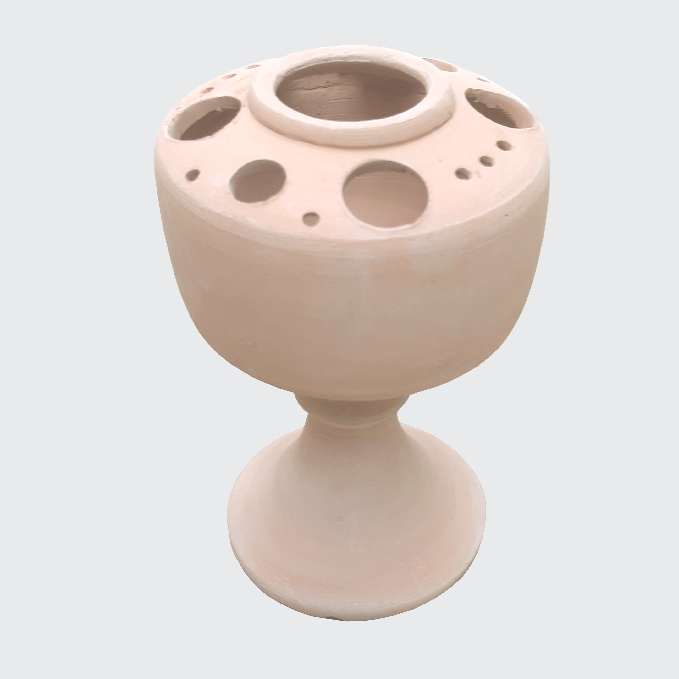 Main image of 陶瓷脚杯化妆刷架，艺术手工制作