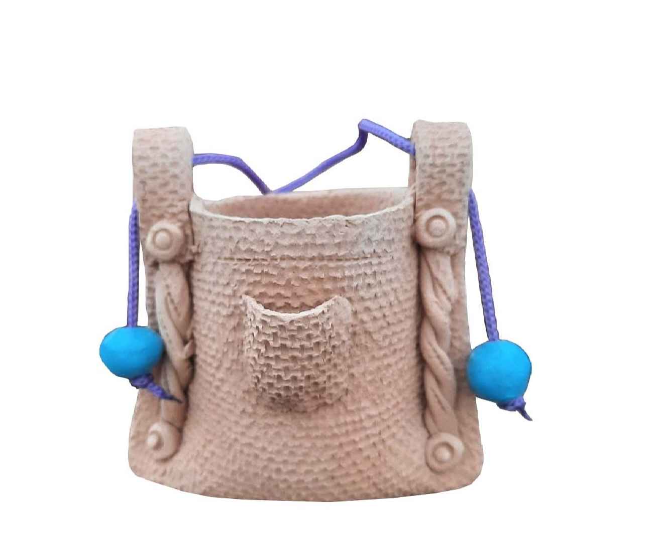 Main image of 陶瓷化妆刷架，手工制作，麻袋造型（x2）